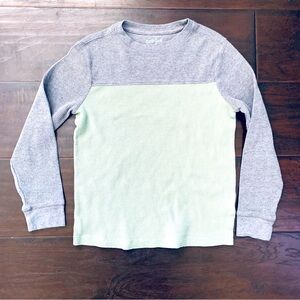 S (6/7) Cat & Jack Boys Green/Gray Long Sleeve Thermal Waffle Knit Henley Top